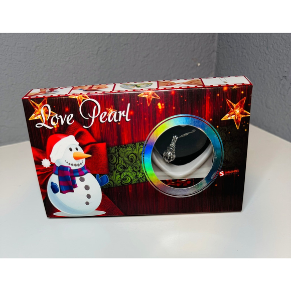 Love Pearl Necklace Gift Set with Real Pearl Oyster & Santa Pendant - Picture 1 of 4
